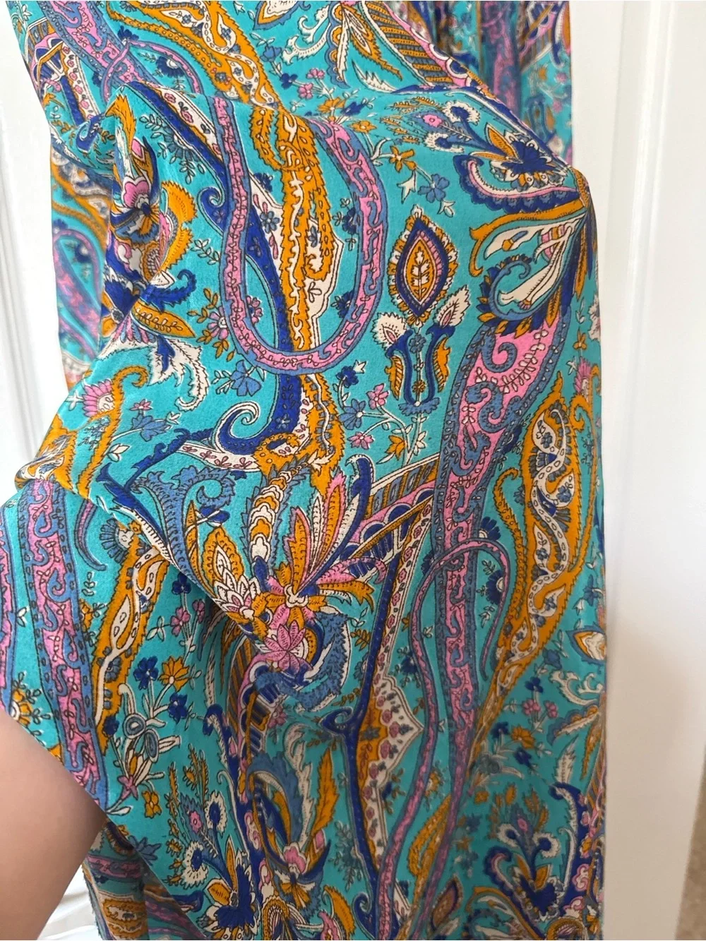 Bohemian Wide-Leg silky Paisley Palazzo Pants one size